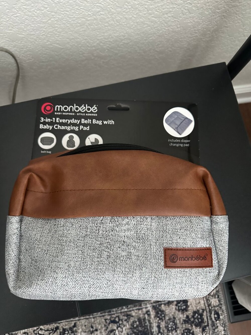 Monbebe 3 in 1 Everyday Belt Bag with Baby Changing Pad, Soho, Infant or Toddler